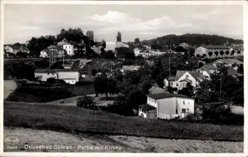 Ak Ostseebad Göhren auf Rügen, Teilansicht, Kirche