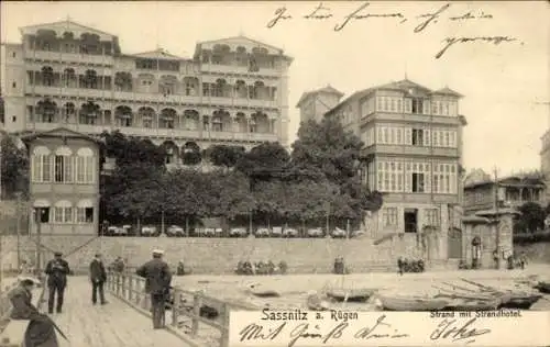 Ak Sassnitz auf Rügen, Strand, Strandhotel