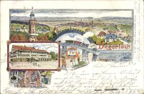 Ak Degerloch Stuttgart in Württemberg, Panorama, Villenkolonie, Restauration