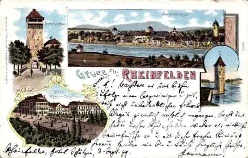 Litho Rheinfelden in Baden, Gesamtansicht, Torturm, Hotel