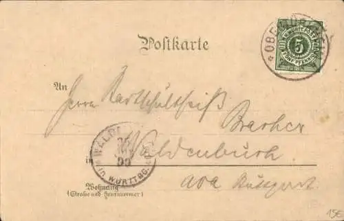 Litho Untertürkheim Stuttgart in Württemberg, Gesamtansicht, Gruss vom Rothenberg