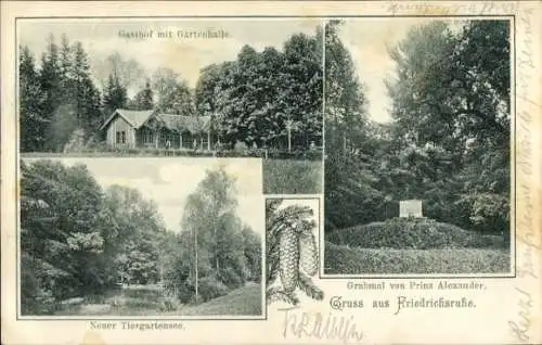 Ak Friedrichsruhe Zweiflingen in der Hohenlohe, Gasthof mit Gartenhalle, Neuer Tiergartensee