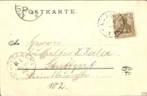 Passepartout Ak Beuron an der Donau Württemberg, röhrender Hirsch, Panorama