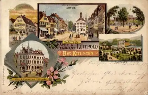 Litho Bad Kissingen Unterfranken Bayern, Hotel Restaurant Luitpold