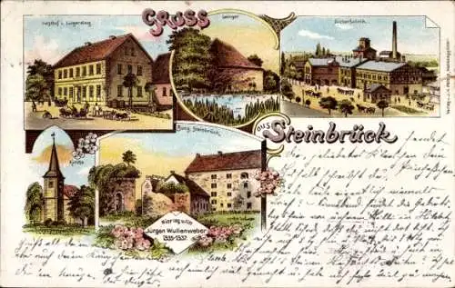 Litho Steinbrück Söhlde in Niedersachsen, Kirche, Burg, Fabrik