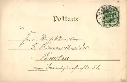 Litho Stralsund in Vorpommern, Gesamtansicht, Kirche, Rathaus