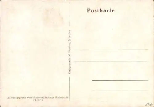 Künstler Ak Rudolstadt in Thüringen, Blick auf den Ort, Flugplatz Saale Schwarzatal