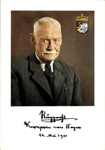 Foto Rupprecht, Kronprinz von Bayern, Porträt, Autogramm