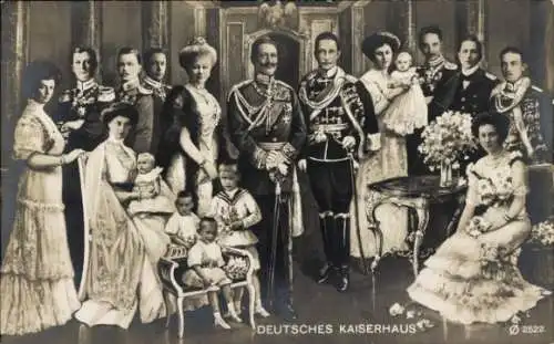 Künstler Ak Deutsches Kaiserhaus, Kaiser Wilhelm II, Kinder und Enkel, Cecilie, Ernst August