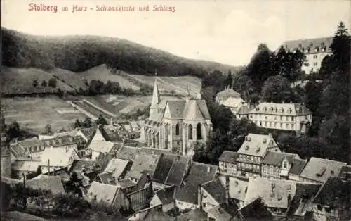 Ak Stolberg im Harz, Schlosskirche und Schloss