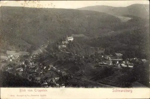 Ak Schwarzburg in Thüringen, Gesamtansicht, Blick vom Trippstein