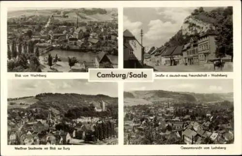 Ak Camburg an der Saale Thüringen, Straße der deutsch-sowj. Freundschaft, Burg, Gesamtansicht