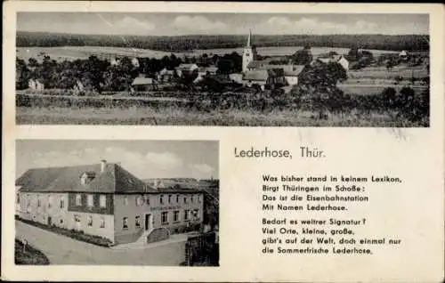 Ak Lederhose in Thüringen, Gasthof, Gesamtansicht