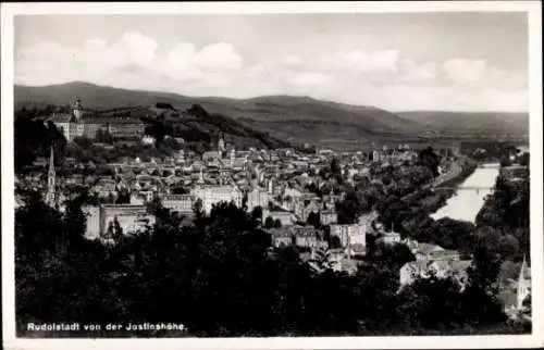 Ak Rudolstadt in Thüringen, Gesamtansicht, Blick von der Justinshöhe