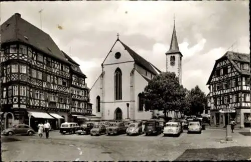 Ak Mosbach am Odenwald Baden, Marktplatz, Evangelische Kirche