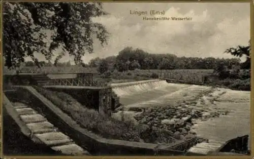 Ak Lingen im Emsland, Hanekenfähr-Wasserfall