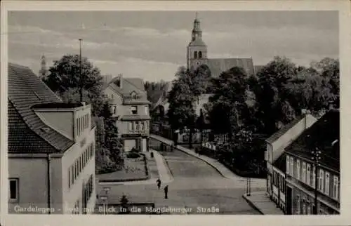 Ak Gardelegen in der Altmark, Post, Magdeburger Straße, Kirchturm