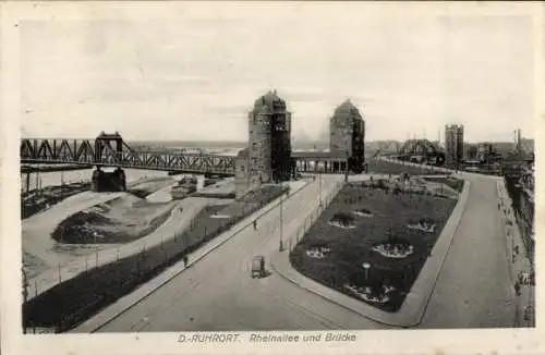 Ak Ruhrort Duisburg im Ruhrgebiet, Rheinallee, Brücke