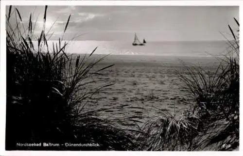 Ak Insel Baltrum in Ostfriesland, Brandung, Dünendurchblick, Panorama, Segelboote