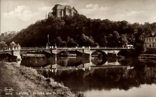 Ak Leisnig in Sachsen, Brücke, Schloss