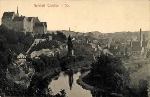 Ak Colditz in Sachsen, Teilansicht, Schloss