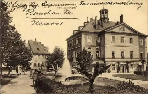 Ak Hainichen in Sachsen, Gellertplatz, Springbrunnen