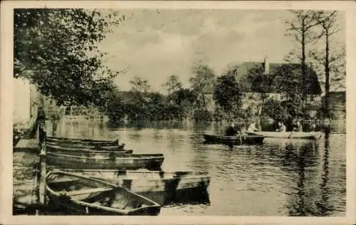 Ak Lindhardt Naunhof Sachsen, Mühle Lindhardt, Ruderboote