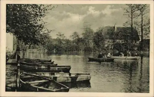 Ak Lindhardt Naunhof Sachsen, Mühle Lindhardt, Ruderboote