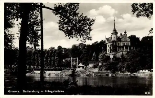 Ak Grimma in Sachsen, Gattersburg, Hängebrücke