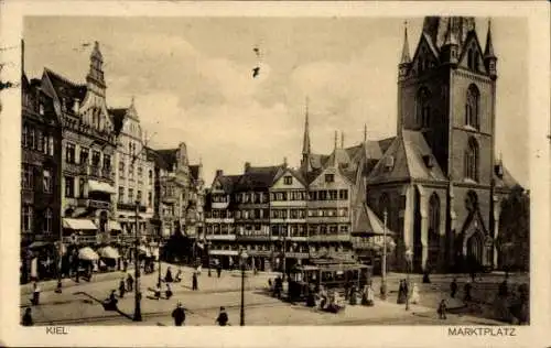 Ak Kiel, Handelshafen, Marktplatz, Straßenbahn