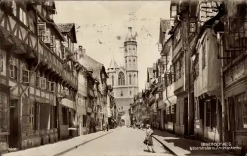 Ak Braunschweig in Niedersachsen, Weberstraße, Andreaskirche