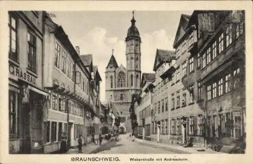 Ak Braunschweig in Niedersachsen, Weberstraße, Andreaskirche