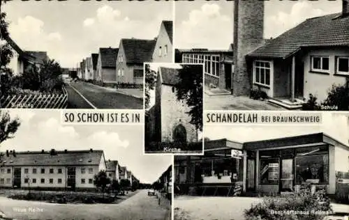 Ak Schandelah Cremlingen in Niedersachsen, Schule, Siedlung, Neue Reihe, Geschäftshaus Reitmann