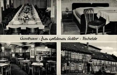 Ak Vechelde Niedersachsen, Gasthaus Zum goldenen Adler, Gastraum, Innenansicht