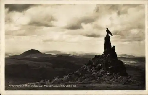 Ak Gersfeld in der Rhön Hessen, Wasserkuppe, Fliegerdenkmal, Milseburg, Panorama