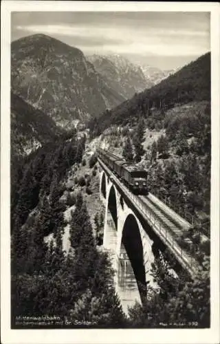 Ak Oberbayern, Mittenwaldbahn, Vorbergviadukt, Großer Solstein