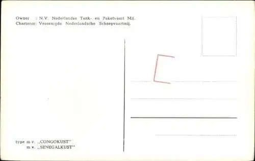 Ak MV Congokust, MV Senegalkust, N.V. Nederlandse Tank en Paketvaart Mij.