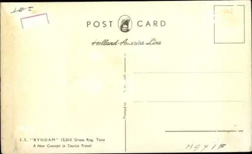 Ak Schiff Ryndam, Holland-America Line