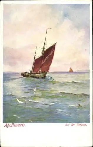 Künstler Ak Reklame, Apollinaris, Auf der Nordsee, Segelboot