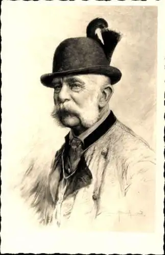 Künstler Ak Kaiser Franz Josef als Jäger