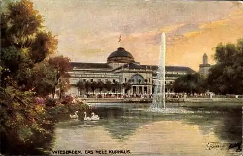 Künstler Ak Béraud, N., Wiesbaden, Partie am neuen Kurhaus, Nr. 2000