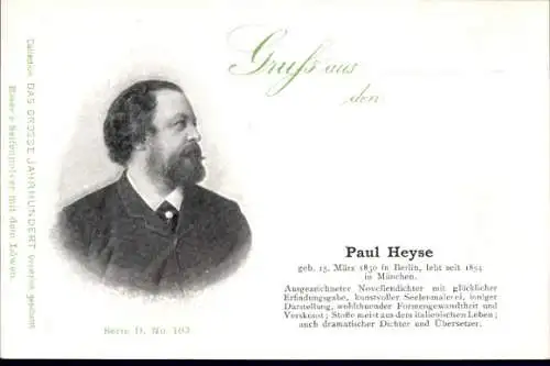 Ak Dichter Paul Heyse, Portrait, Reklame, Esser's Seifenpulver