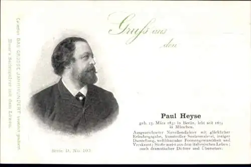 Ak Dichter Paul Heyse, Portrait, Reklame, Esser's Seifenpulver