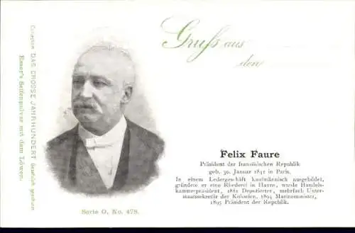 Ak Félix Faure, Französischer Staatspräsident, Portrait, Esser's Seifenpulver