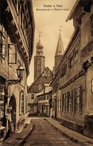 Ak Goslar am Harz, Bergstraße, Marktkirche