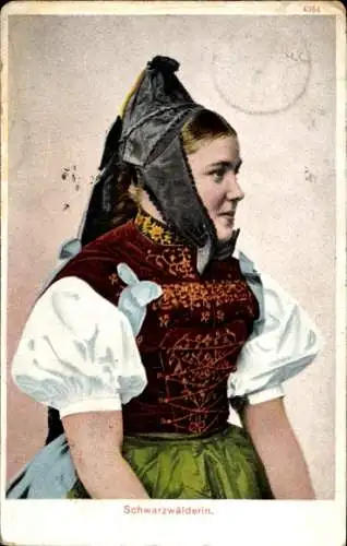 Ak Schwarzwälderin, Frau in Schwarzwälder Tracht, Portrait