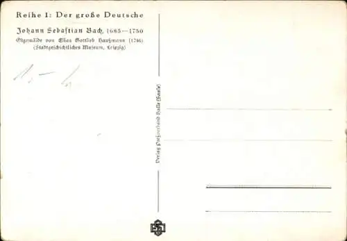 Künstler Ak Haussmann, Elias Gottlieb, Komponist Johann Sebastian Bach