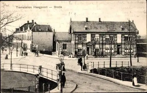 Ak Breda Nordbrabant Niederlande, Straßenbahnhaltestelle Haagpoort, Brücke