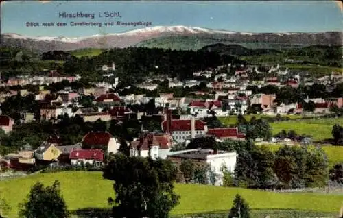 Ak Jelenia Góra Hirschberg Riesengebirge Schlesien, Blick nach dem Cavalierberg