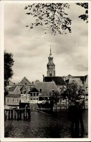 Ak Blokzijl Overijssel Niederlande, Teilansicht mit Kirche